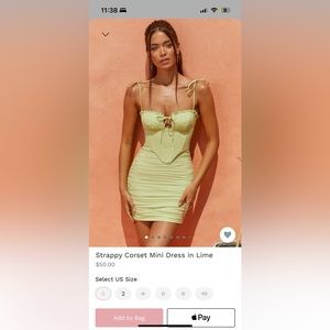 NWT Oh Polly Strappy Corset Mini Dress in Lime Size US 0
